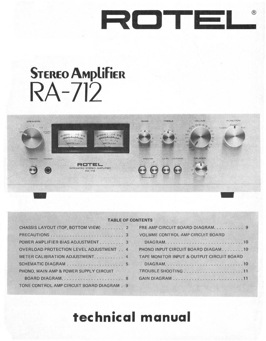 Rotel RA 712 Service Manual