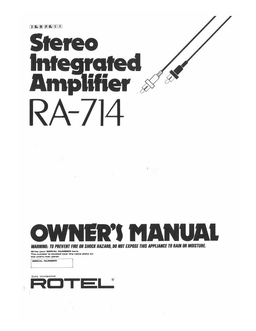 Rotel RA 714 Owners Manual