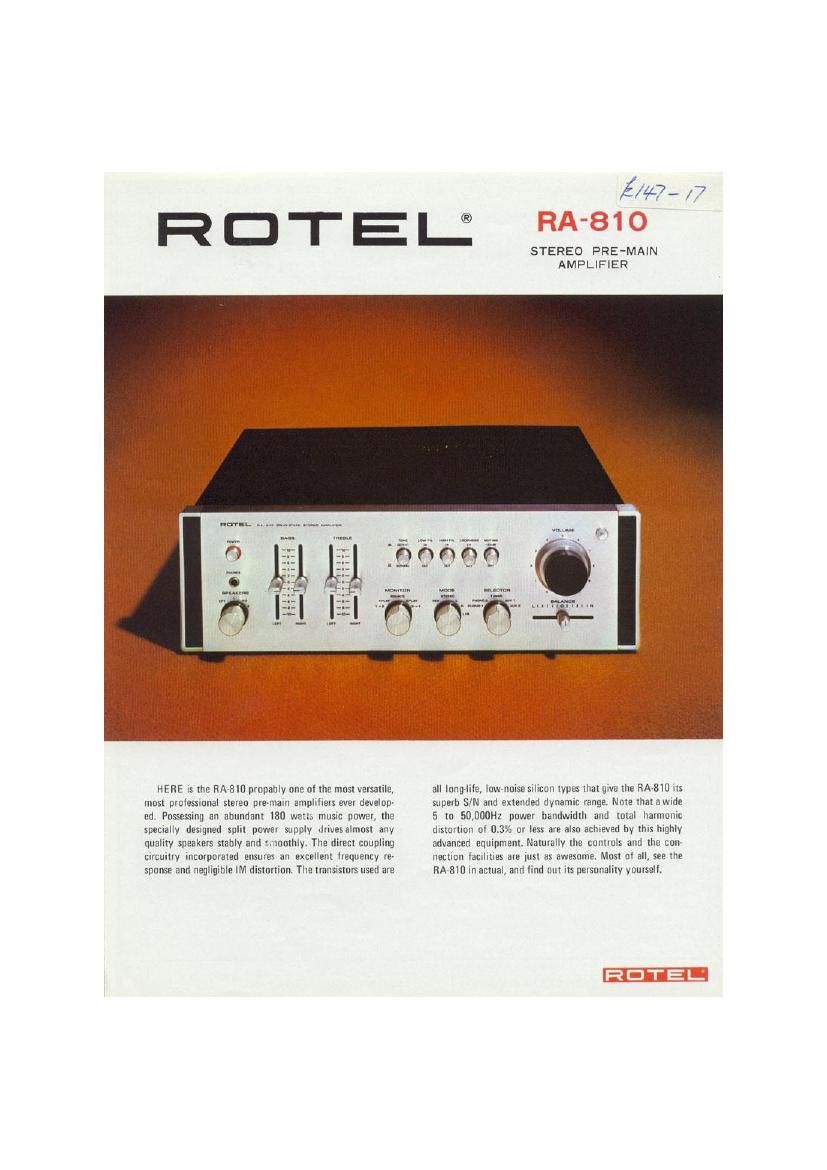 Rotel RA 810 Brochure
