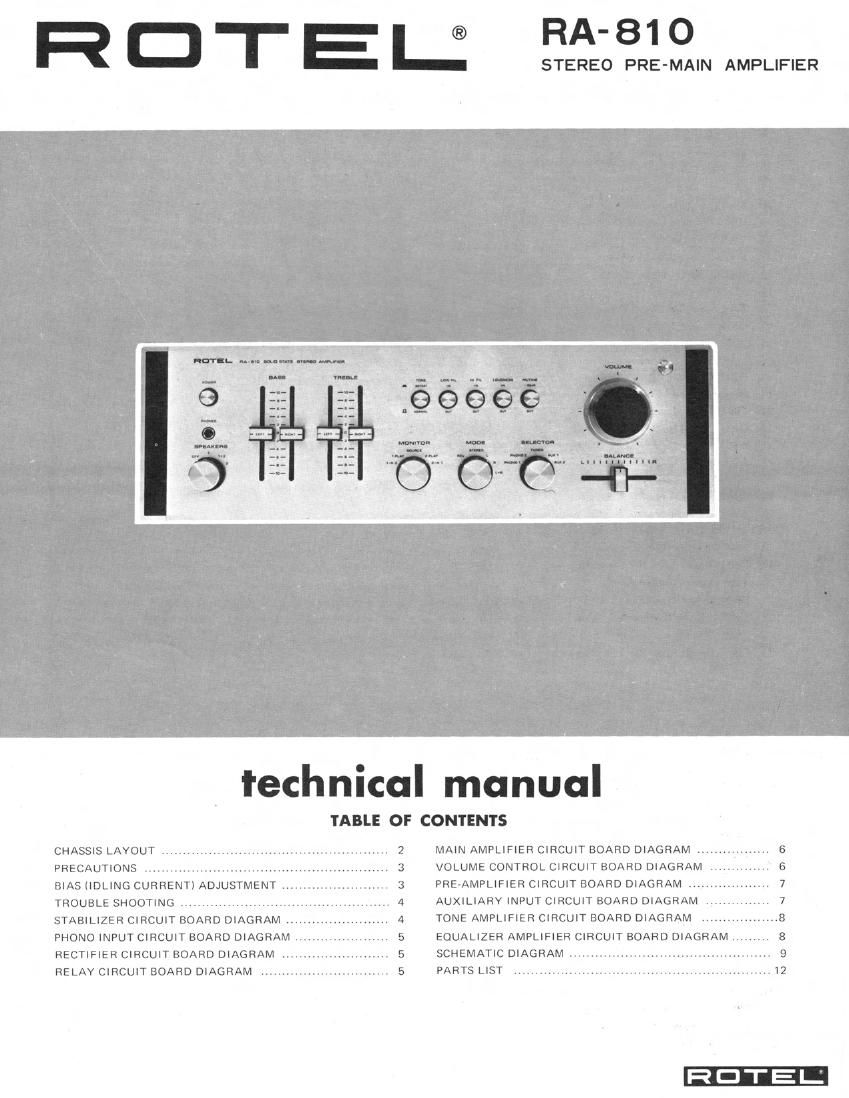 Rotel RA 810 Service Manual