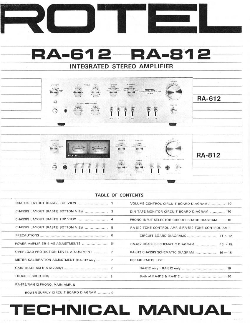 Rotel RA 812 Service Manual