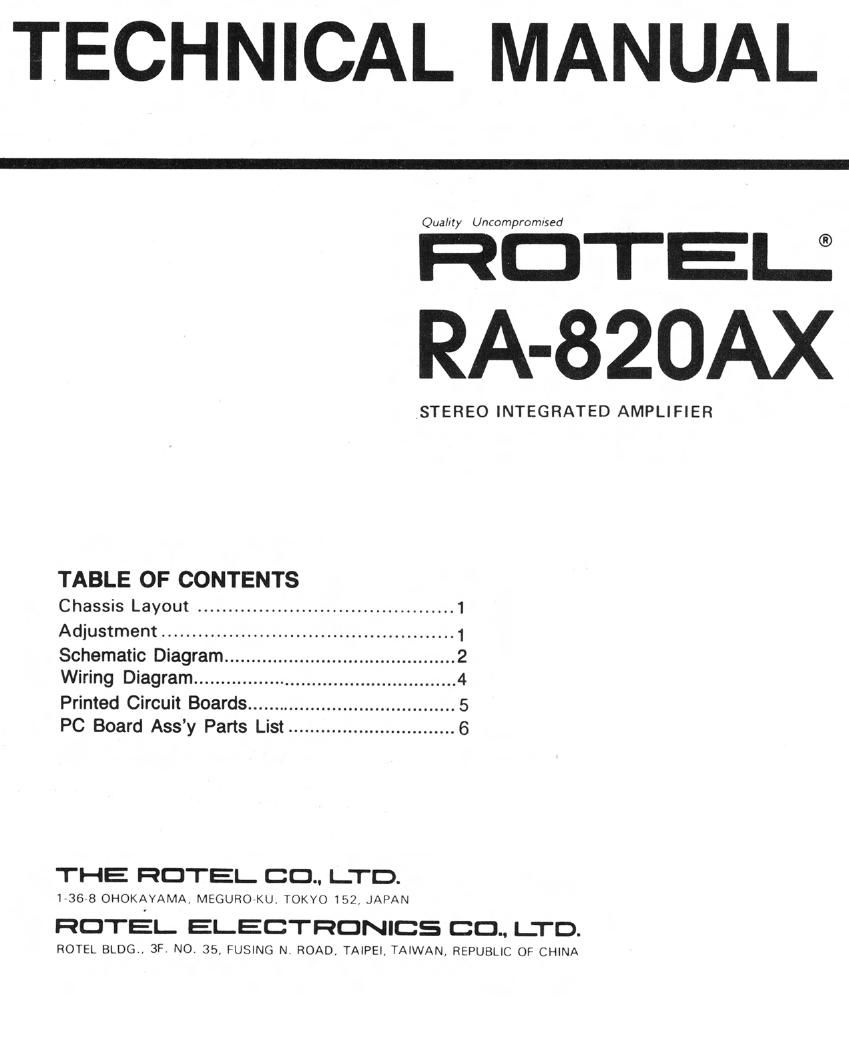 Rotel RA 820AX Service Manual
