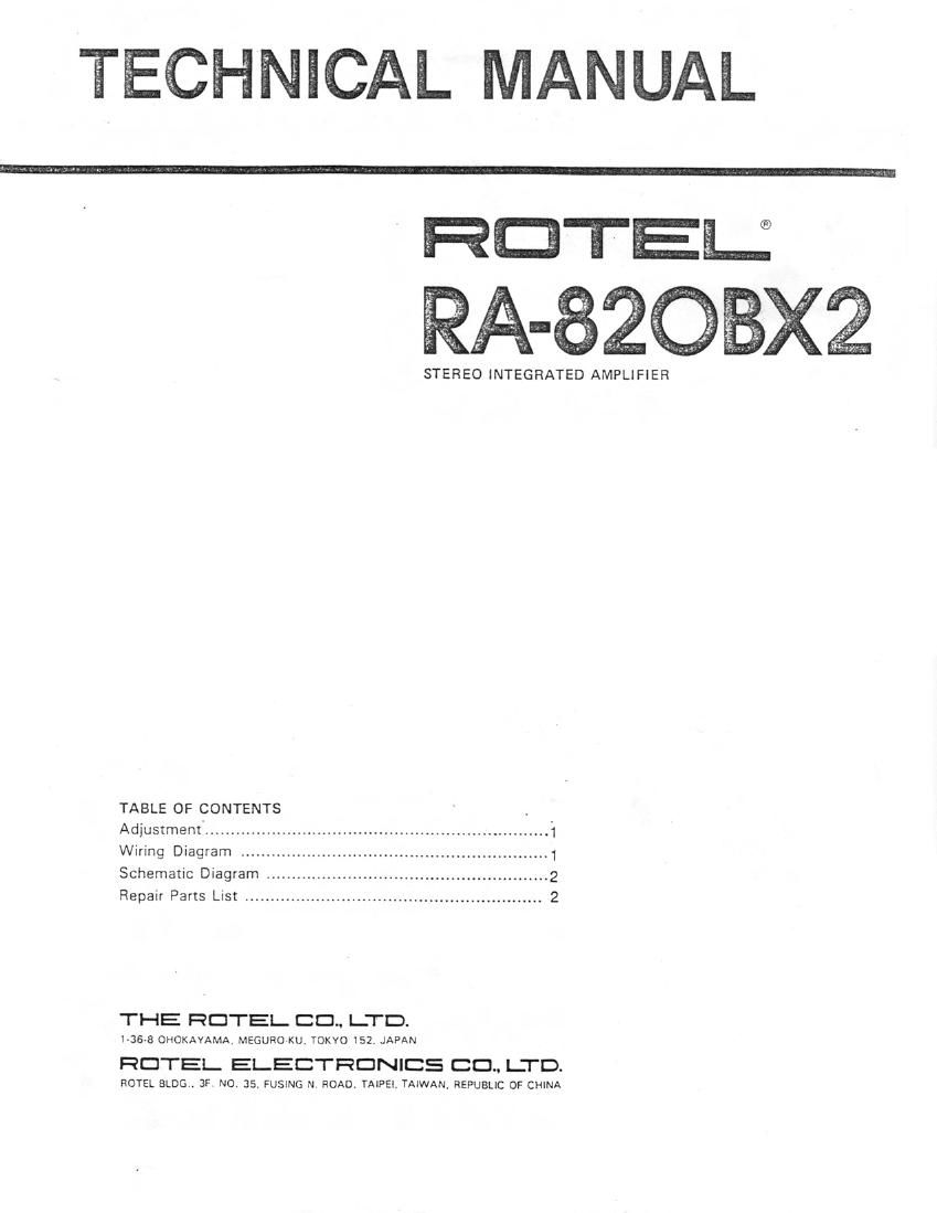 Rotel RA 820BX2 Service Manual