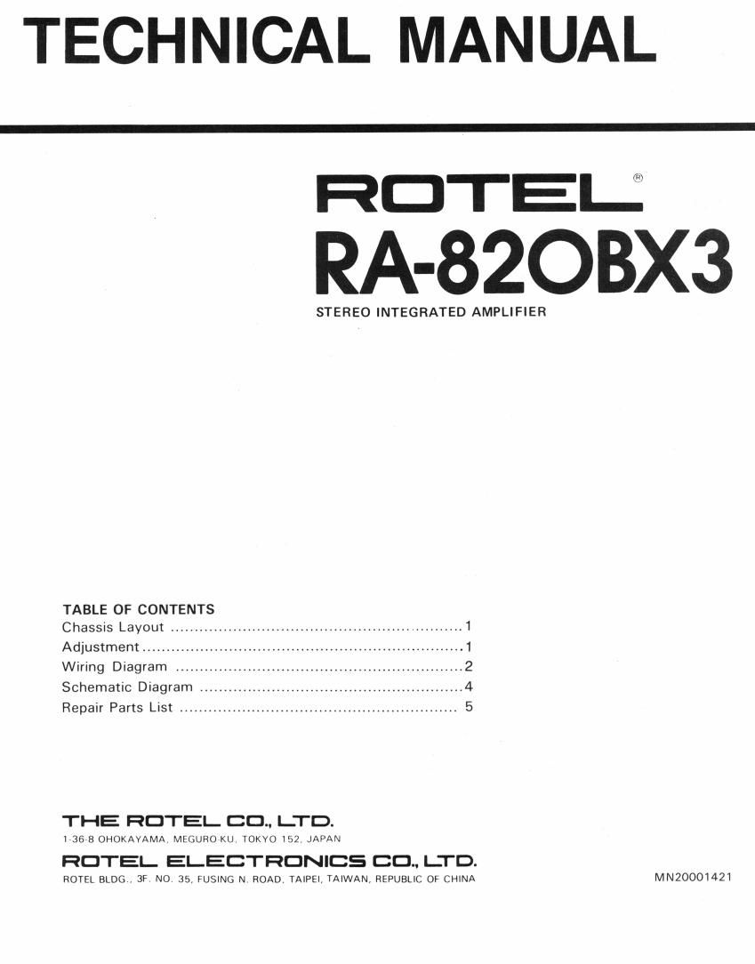 Rotel RA 820BX3 Service Manual