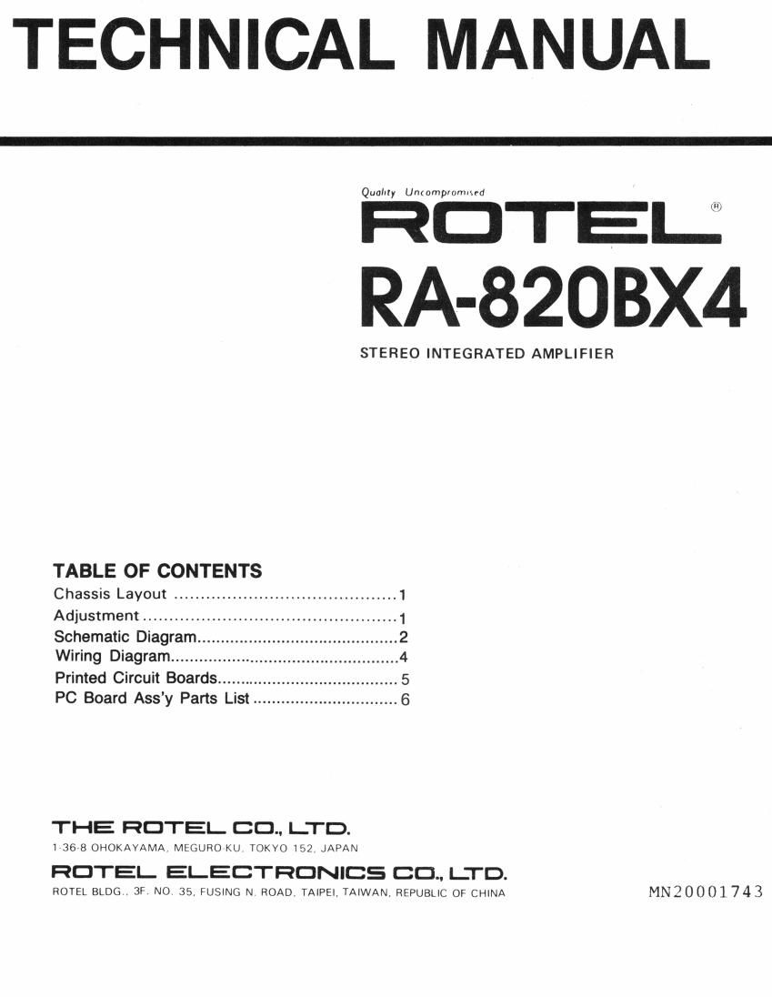 Rotel RA 820BX4 Service Manual