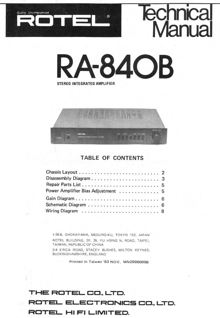 Rotel RA 840B Service Manual