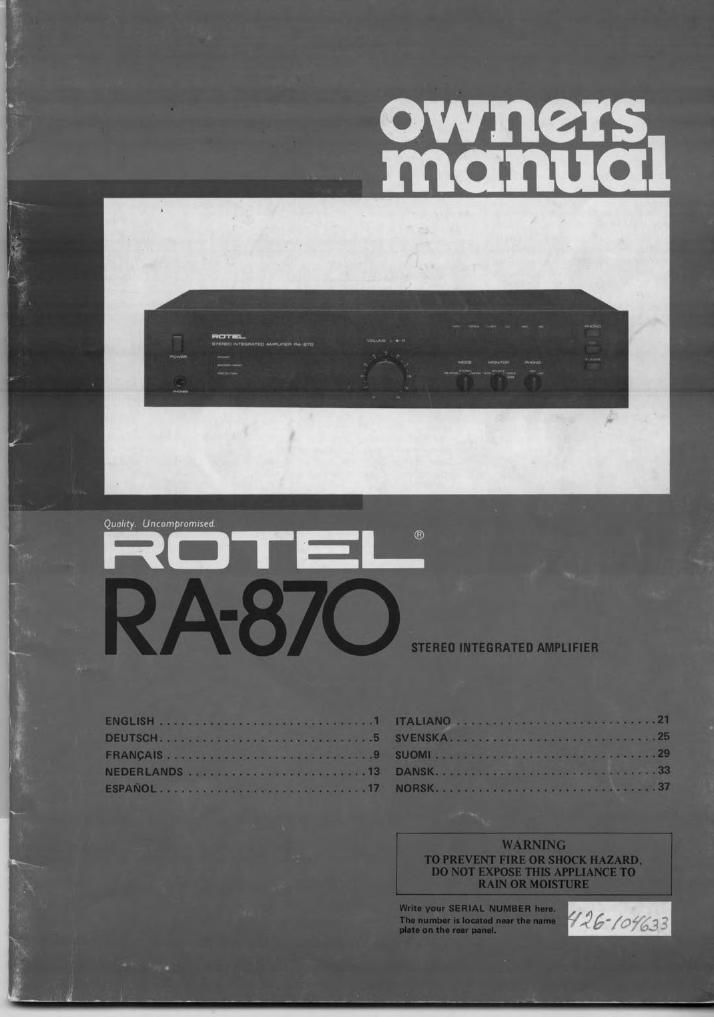 Rotel RA 870 OM