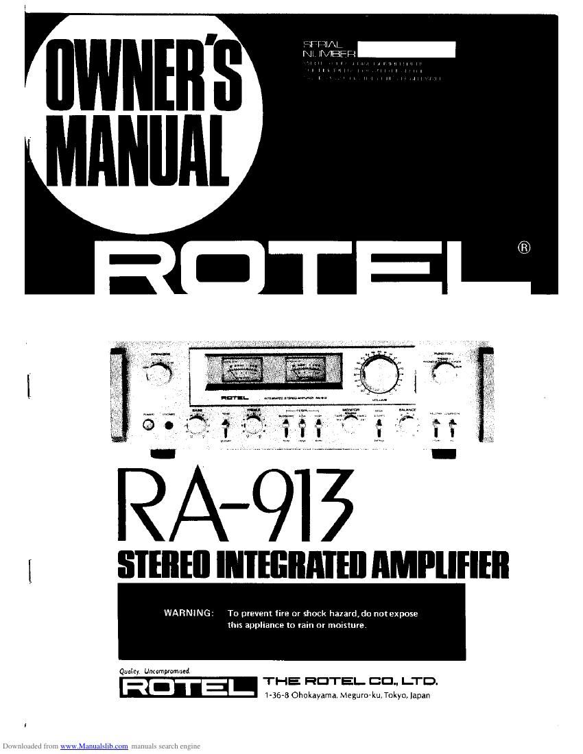 Rotel RA 913 Owners Manual