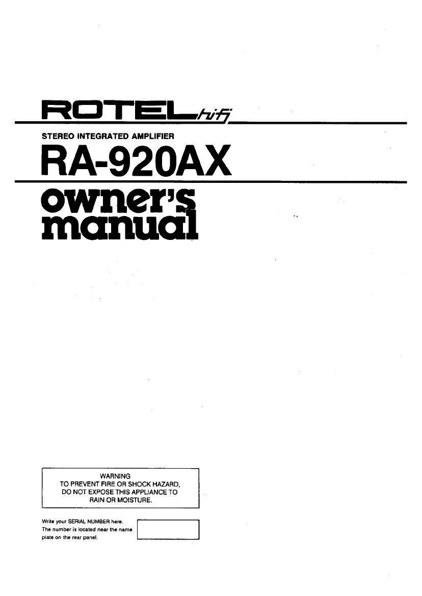 Rotel RA 920AX OM