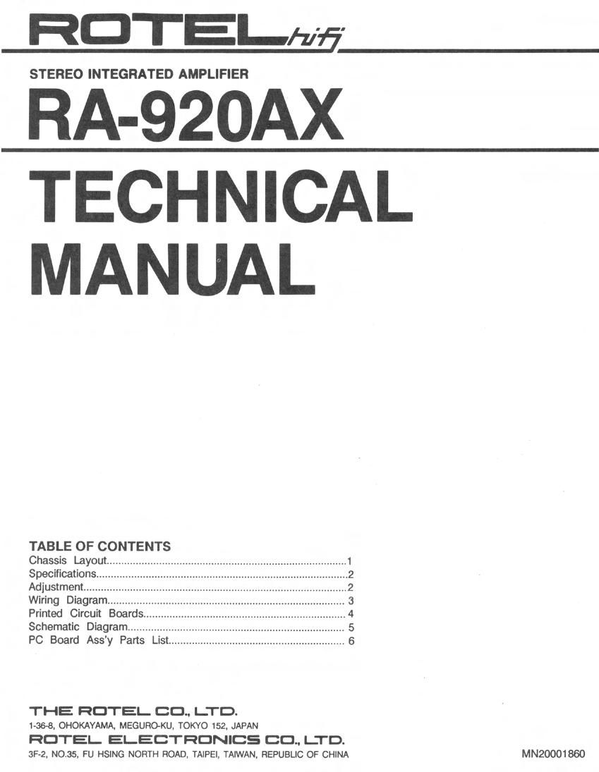 Rotel RA 920AX Service Manual