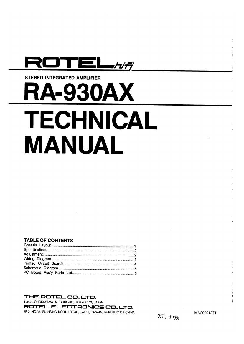 Rotel RA 930AX Service Manual