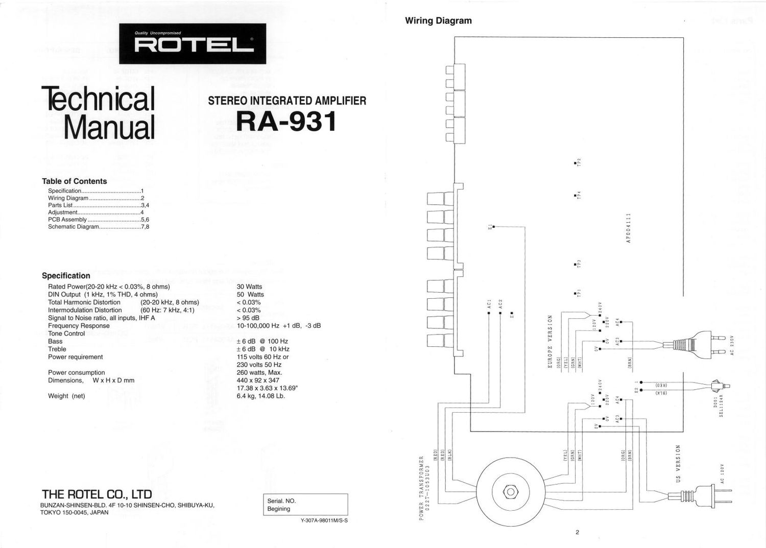 Rotel RA 931 Service Manual