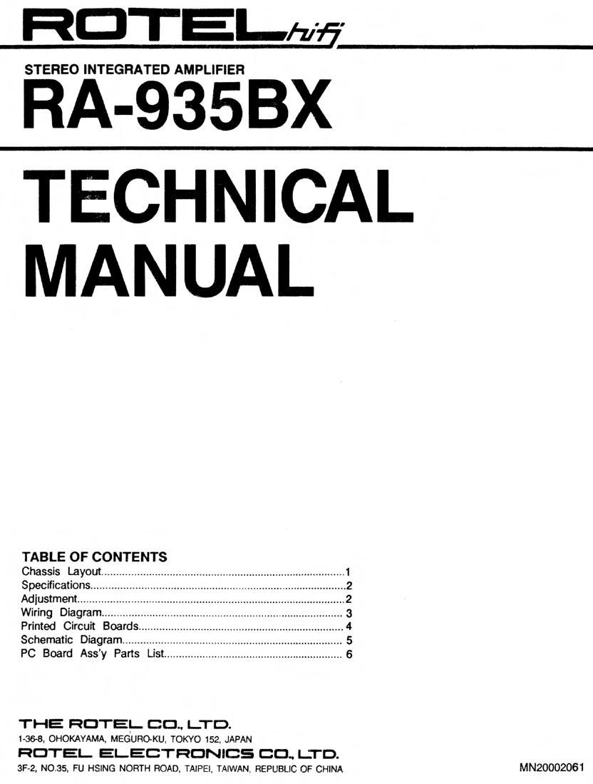 Rotel RA 935BX Service Manual