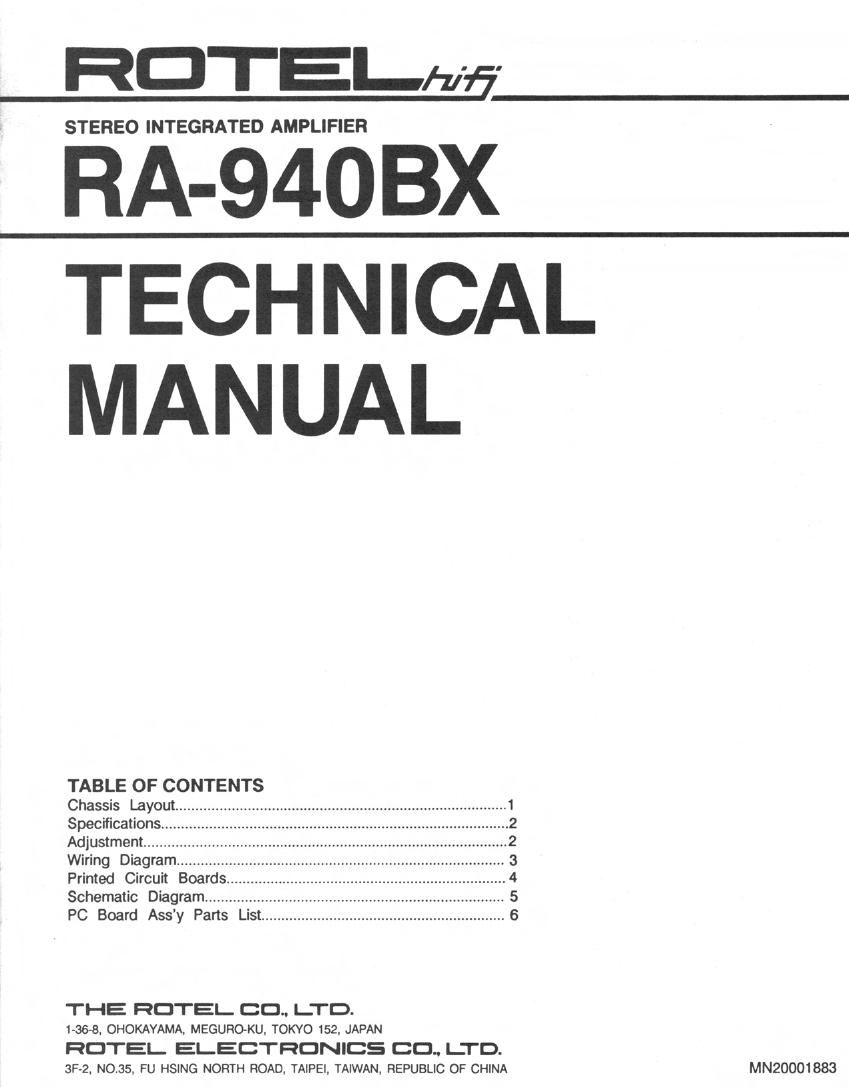 Rotel RA 940BX Service Manual