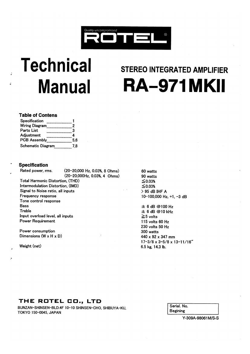 Rotel RA 971 MK2 Service Manual