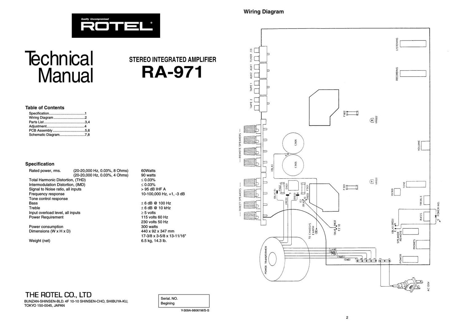 Rotel RA 971 Service Manual