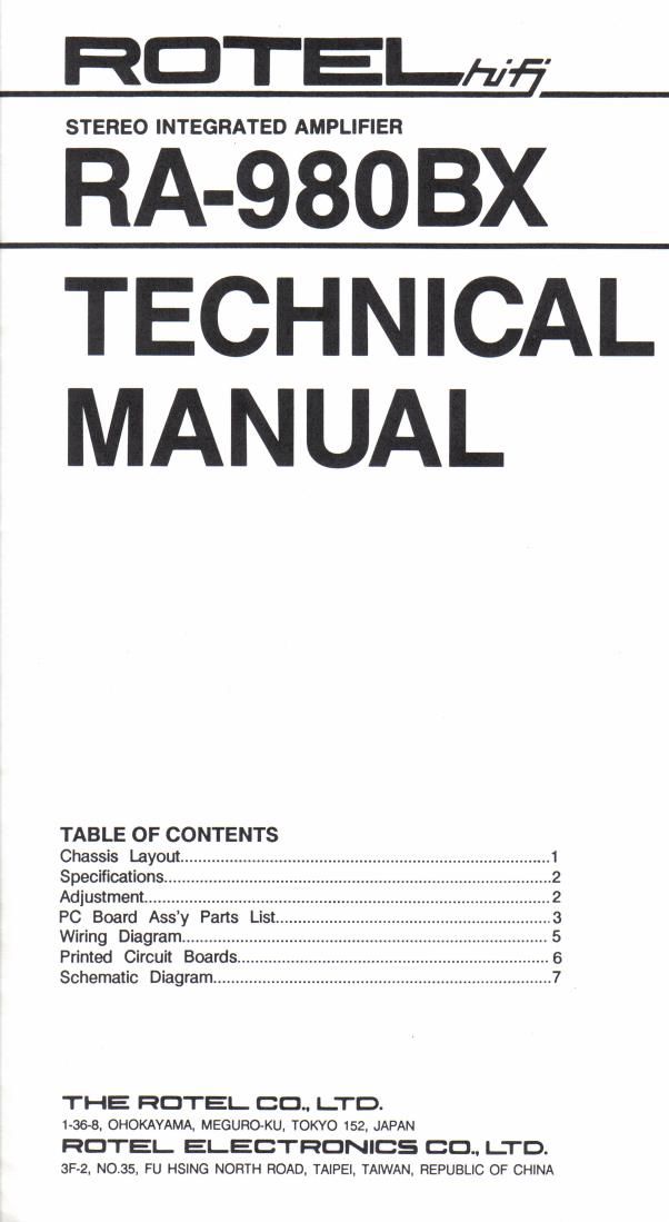 Rotel RA 980BX Service Manual
