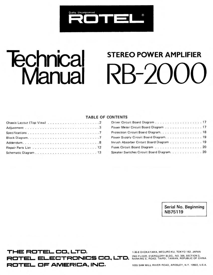 Rotel RB 2000 Service Manual