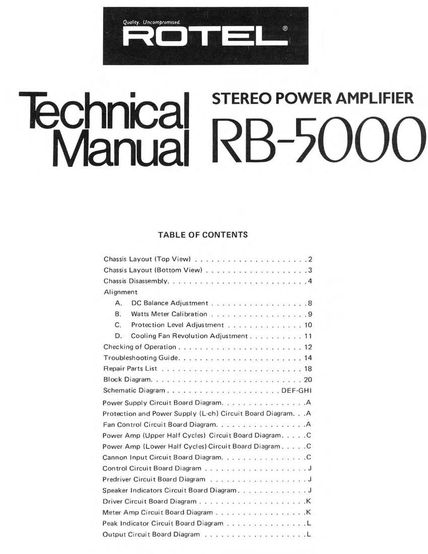 Rotel RB 5000 Service Manual