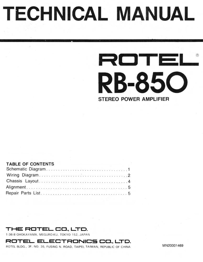 Rotel RB 850 Service Manual