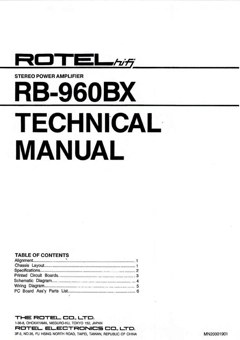 Rotel RB 960BX Service Manual