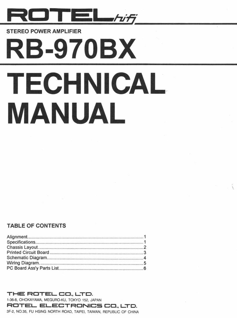 Rotel RB 970BX Service Manual