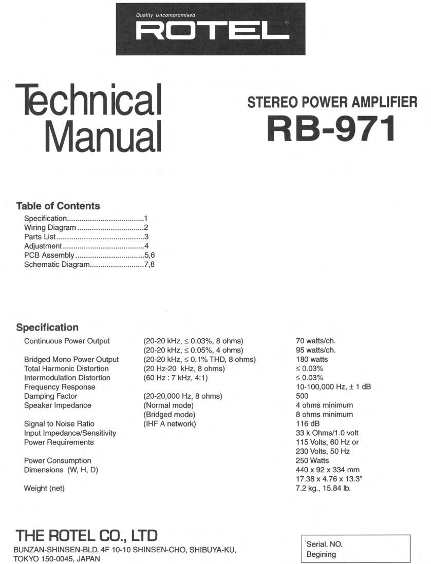Rotel RB 971 Service Manual