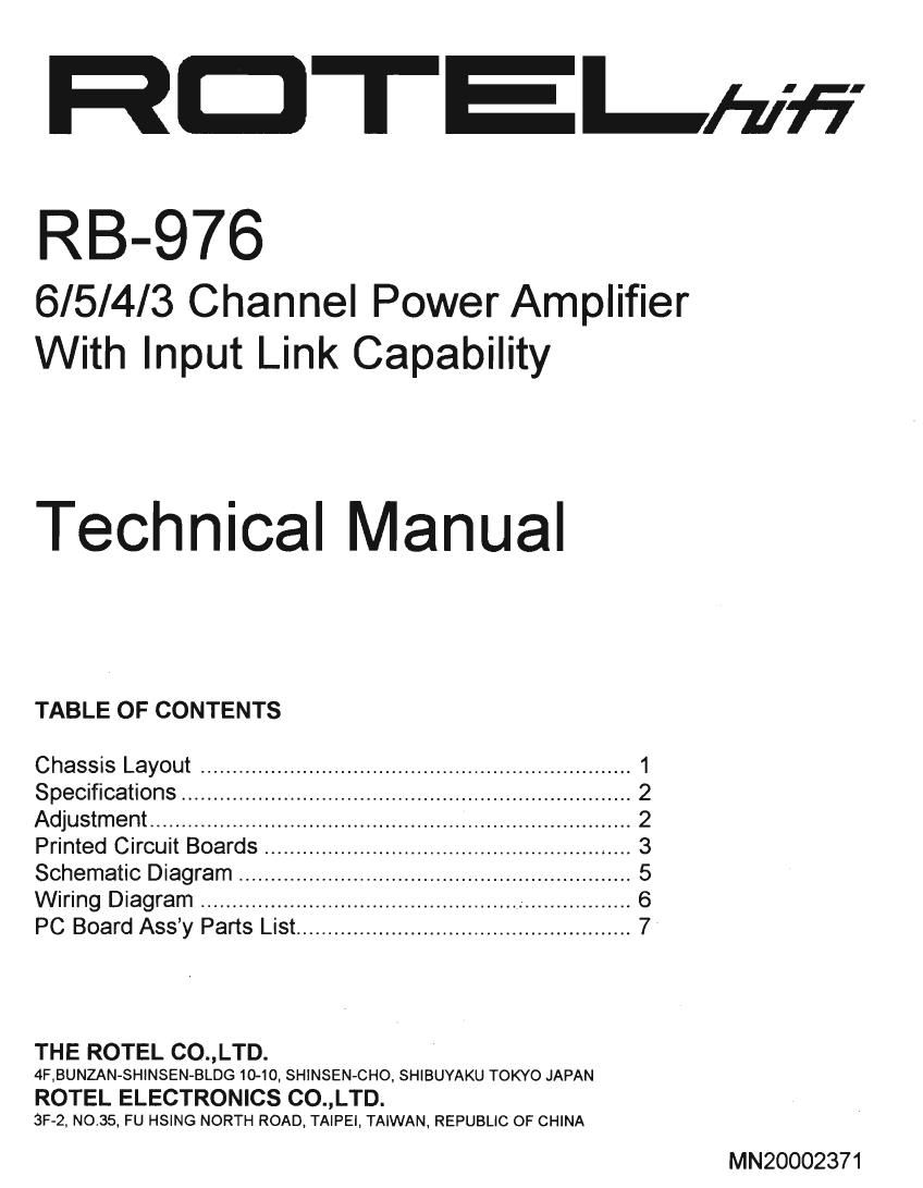 Rotel RB 976 Service Manual