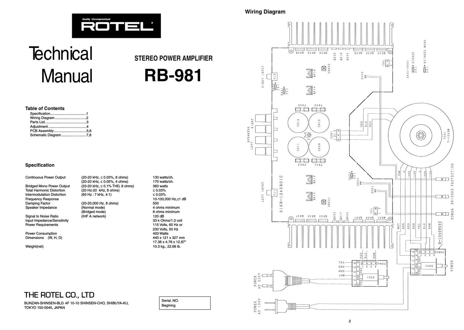 Rotel RB 981 Service Manual