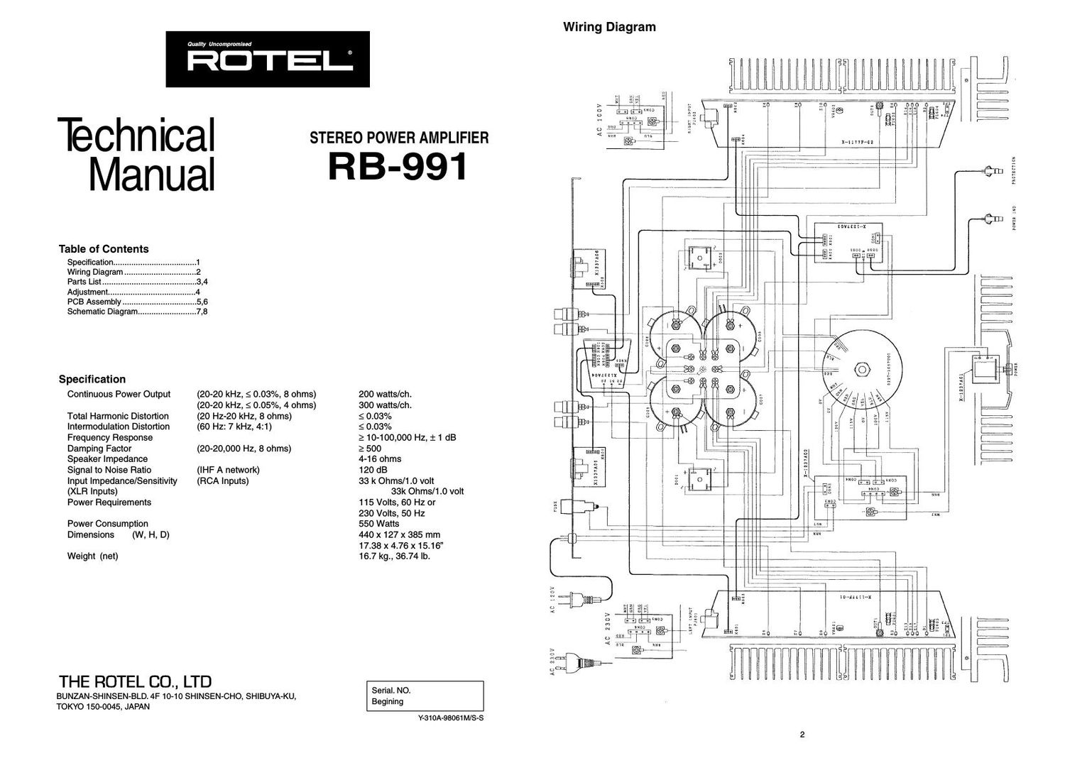 Rotel RB 991 Service Manual