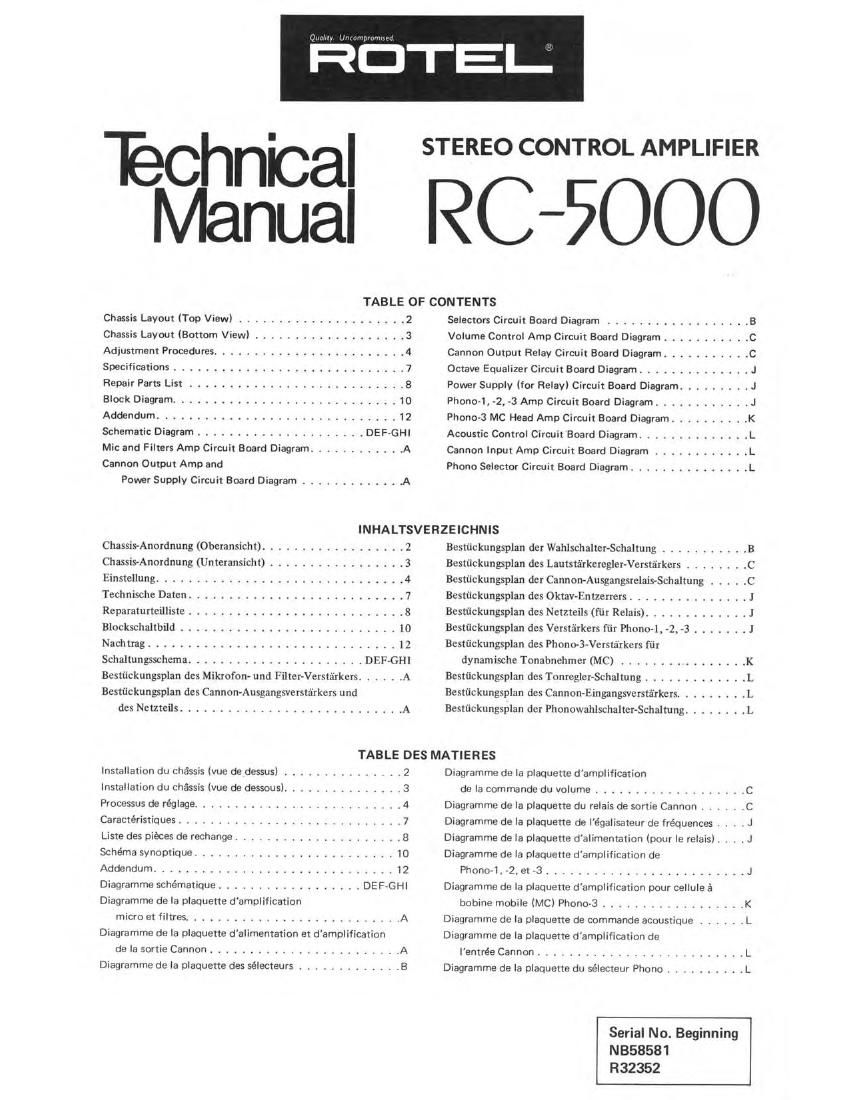 Rotel RC 5000 Service Manual