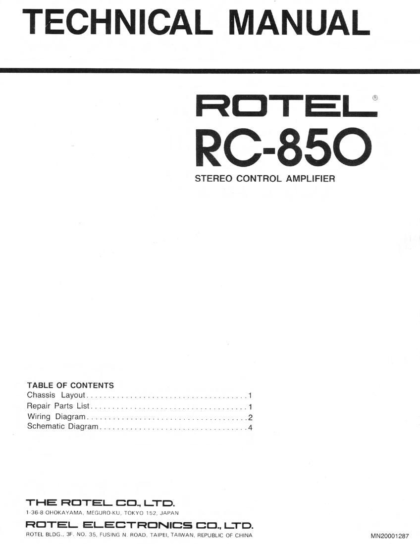 Rotel RC 850 Service Manual