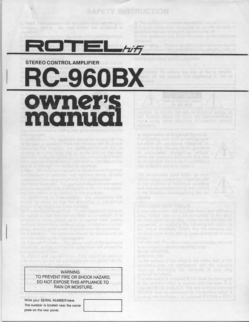 Rotel RC 960BX OM