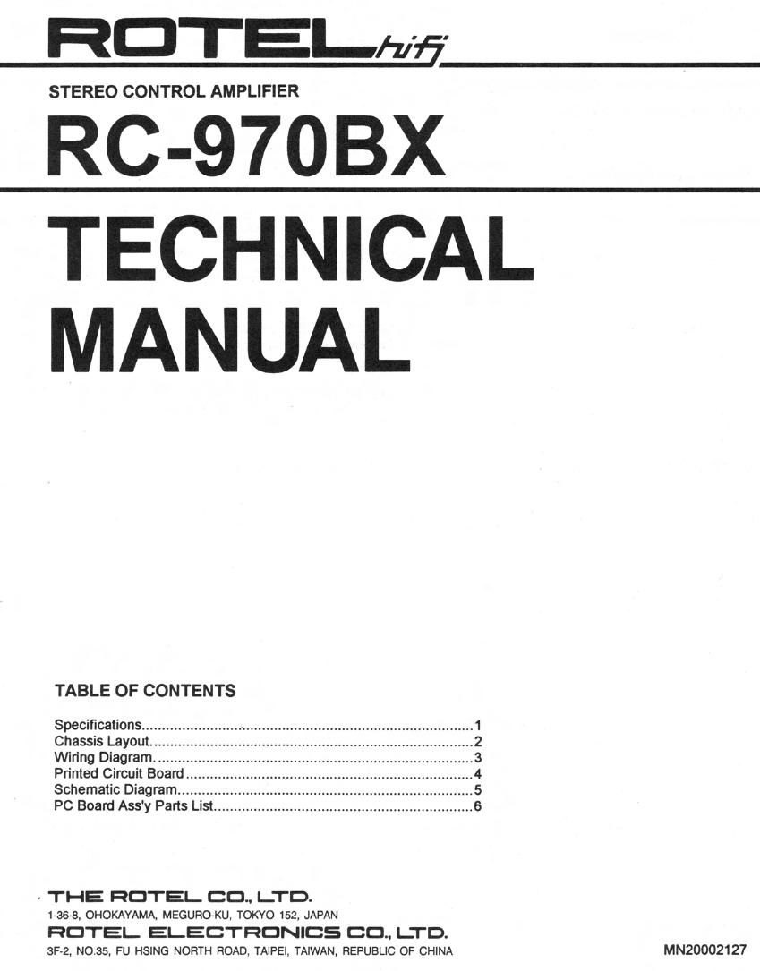 Rotel RC 970BX Service Manual