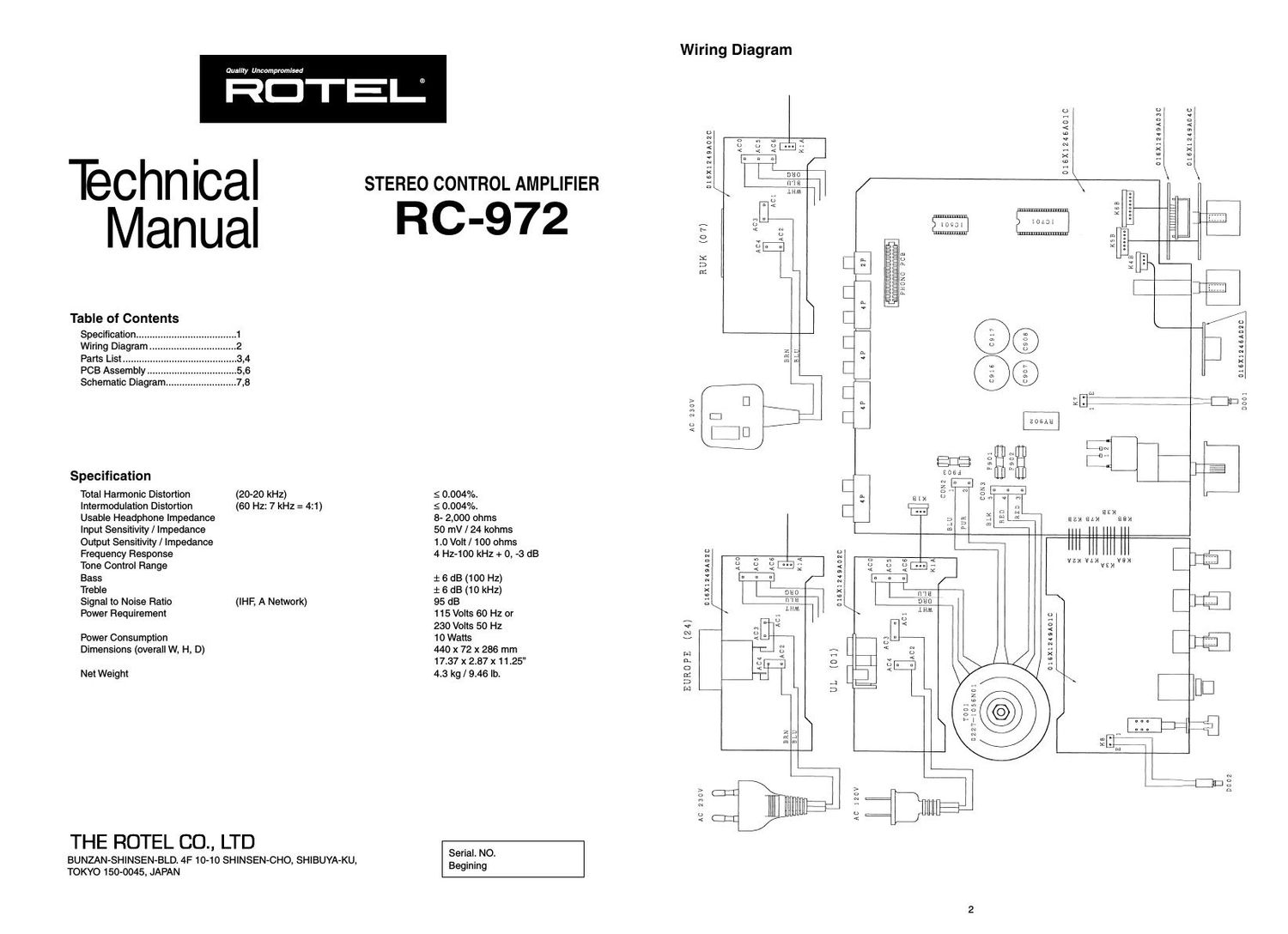 Rotel RC 972 Service Manual