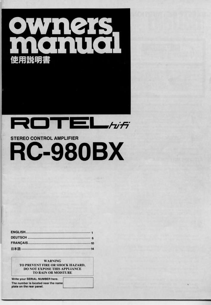 Rotel RC 980BX OM