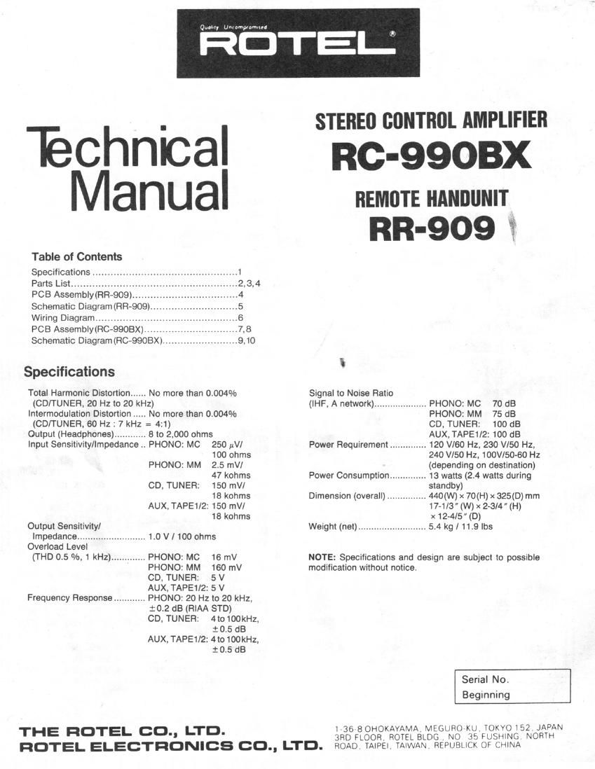 rotel rc 990 bx service manual