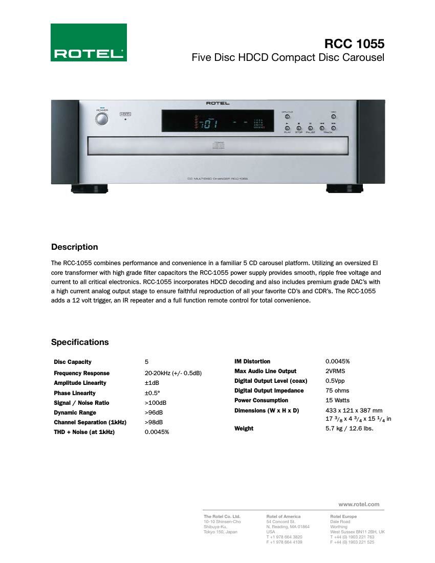 Rotel RCC 1055 Brochure