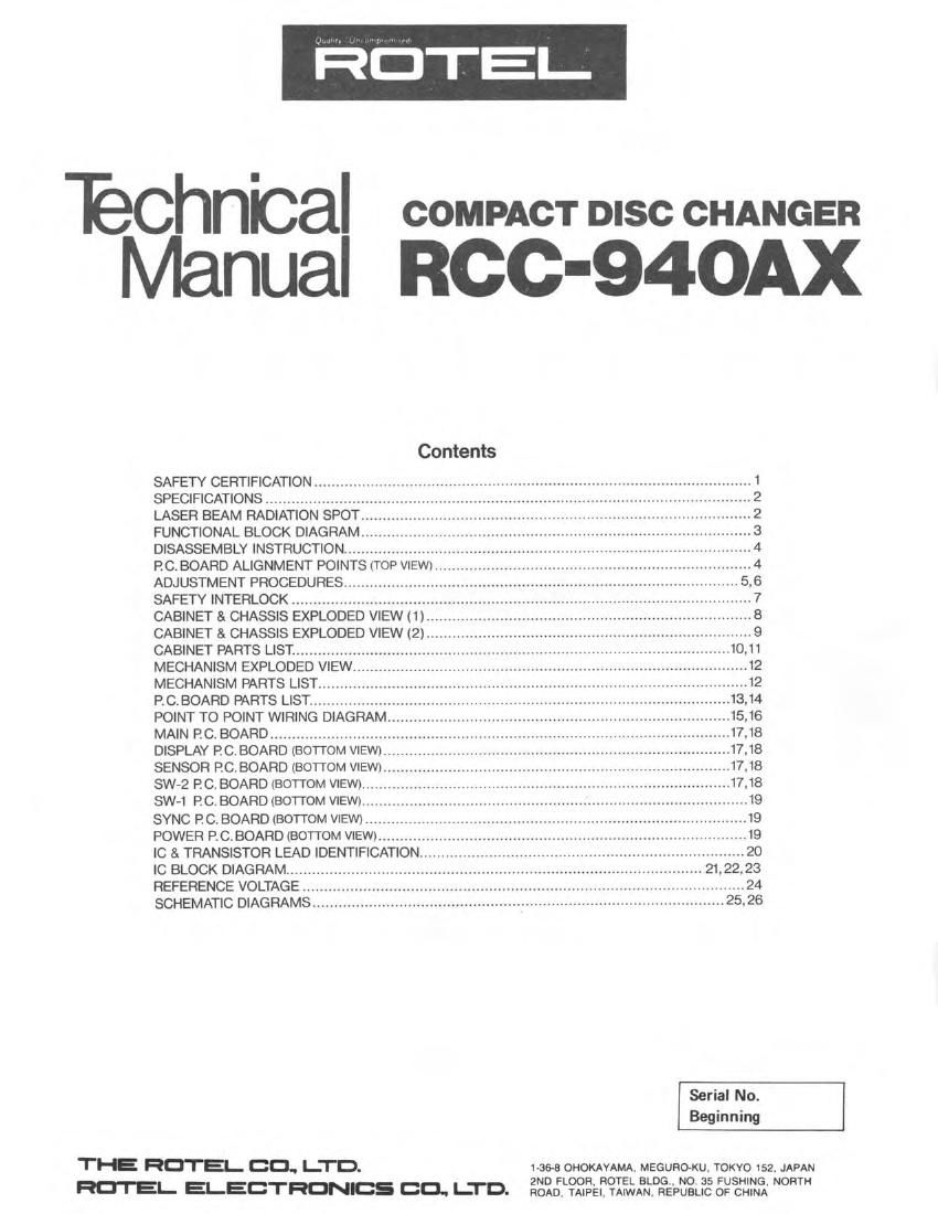 Rotel RCC 940AX Service Manual
