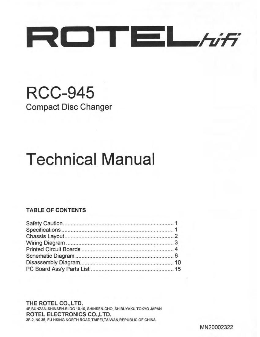 Rotel RCC 945 Service Manual