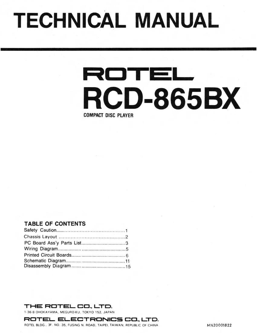 Rotel RCD 865BX Service Manual
