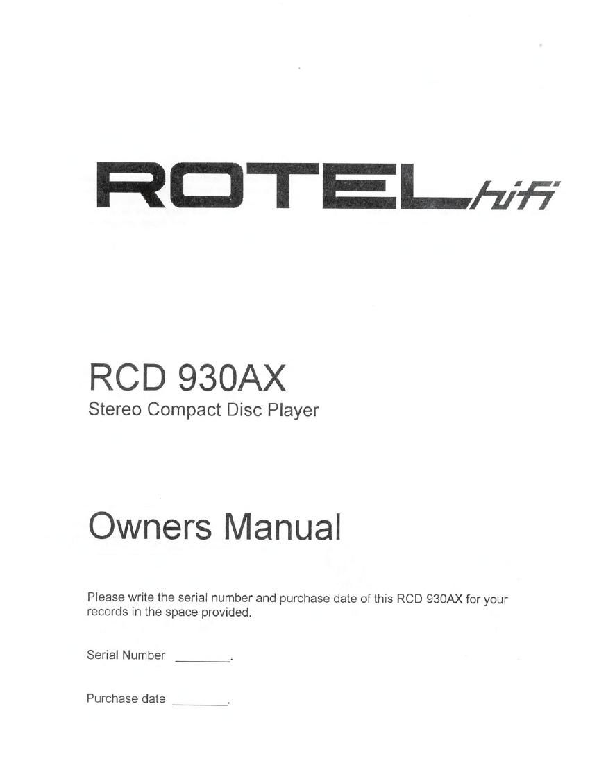 Rotel RCD 930AX OM