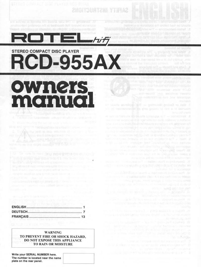 Rotel RCD 955AX OM
