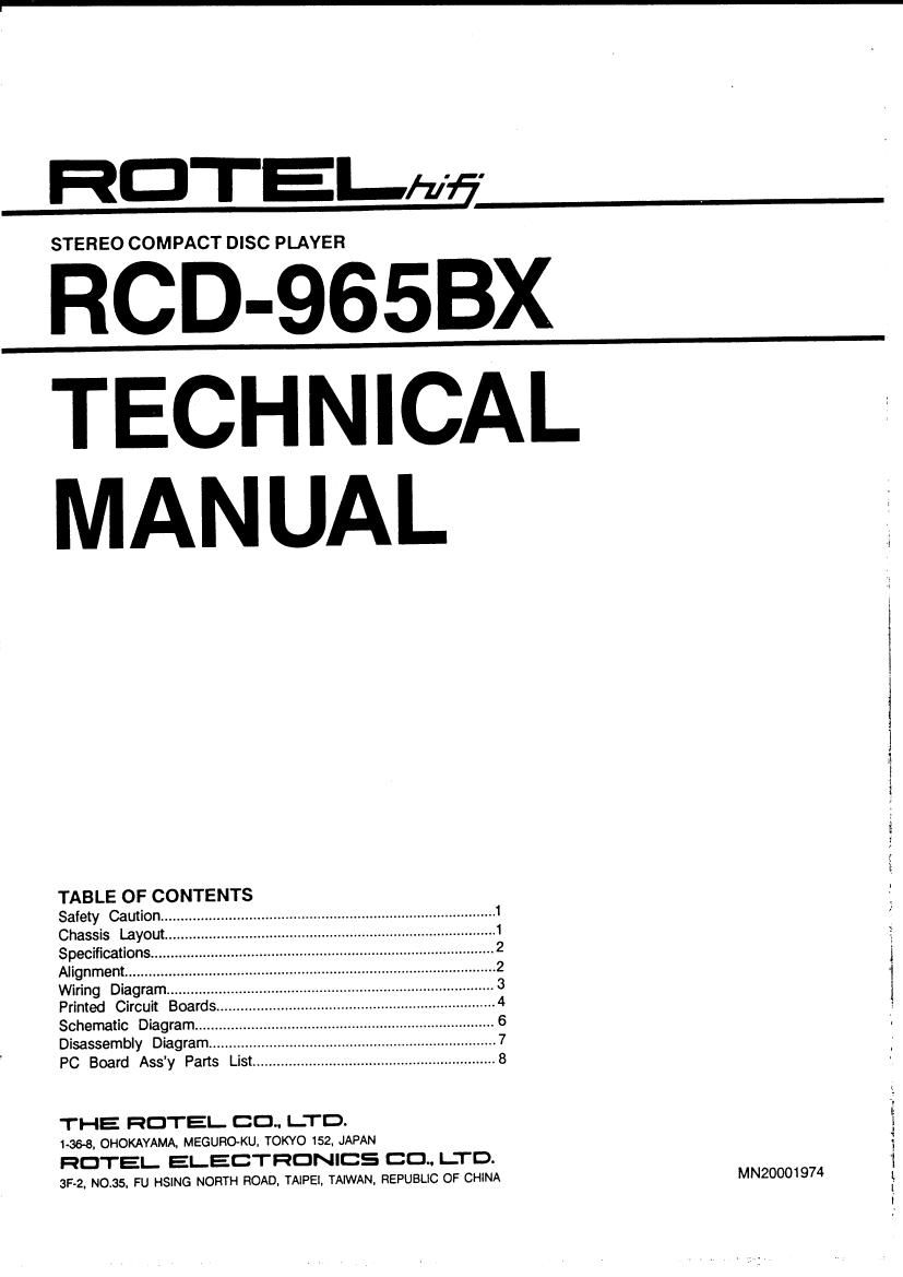 Rotel RCD 965BX Service Manual