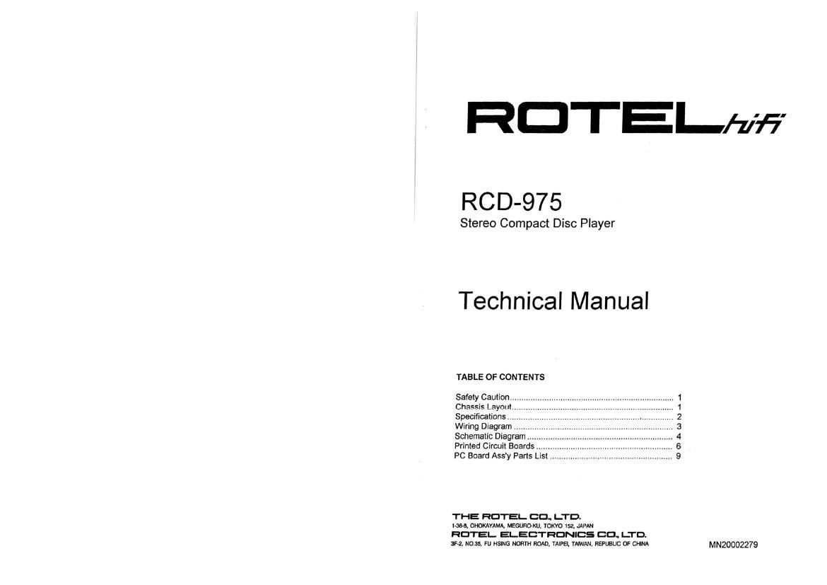 Rotel RCD 975 Service Manual
