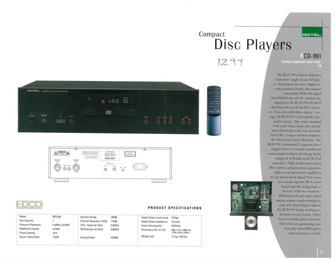 Rotel RCD 991 Brochure