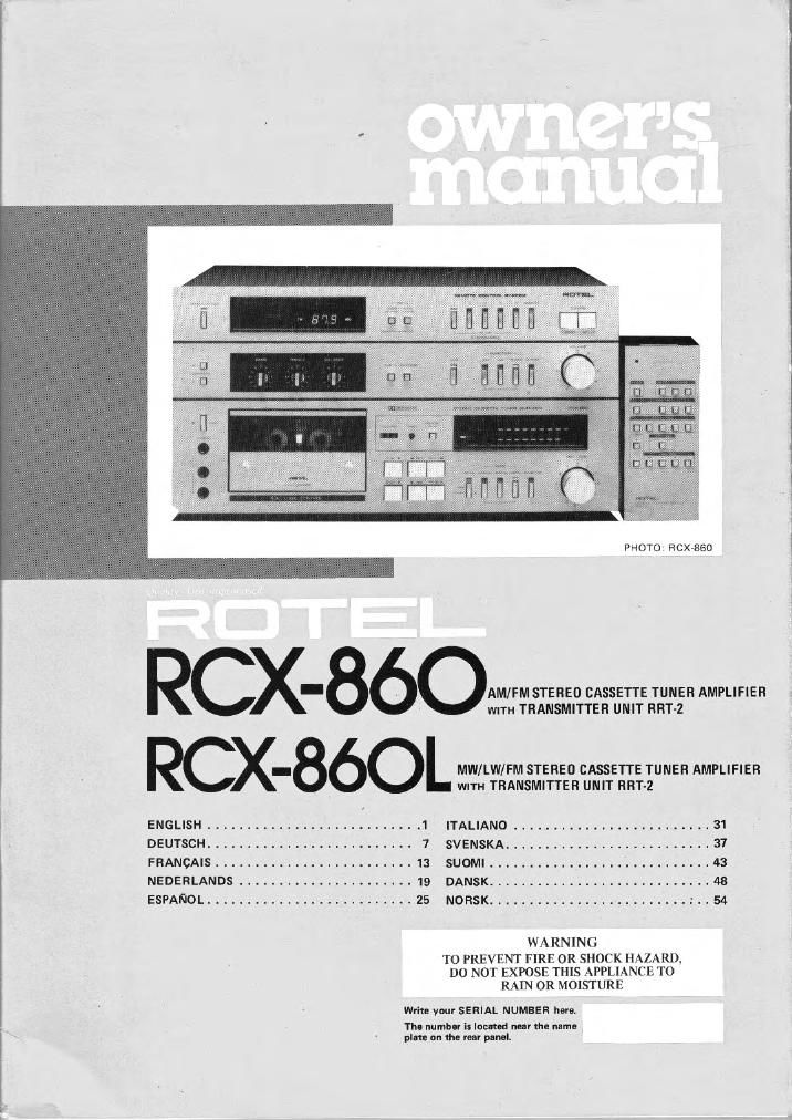 Rotel RCX 860 860L OM