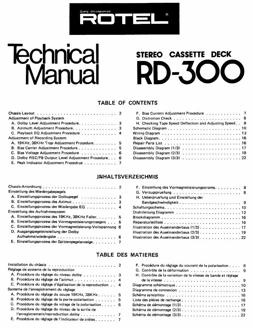 Rotel RD 300 Service Manual