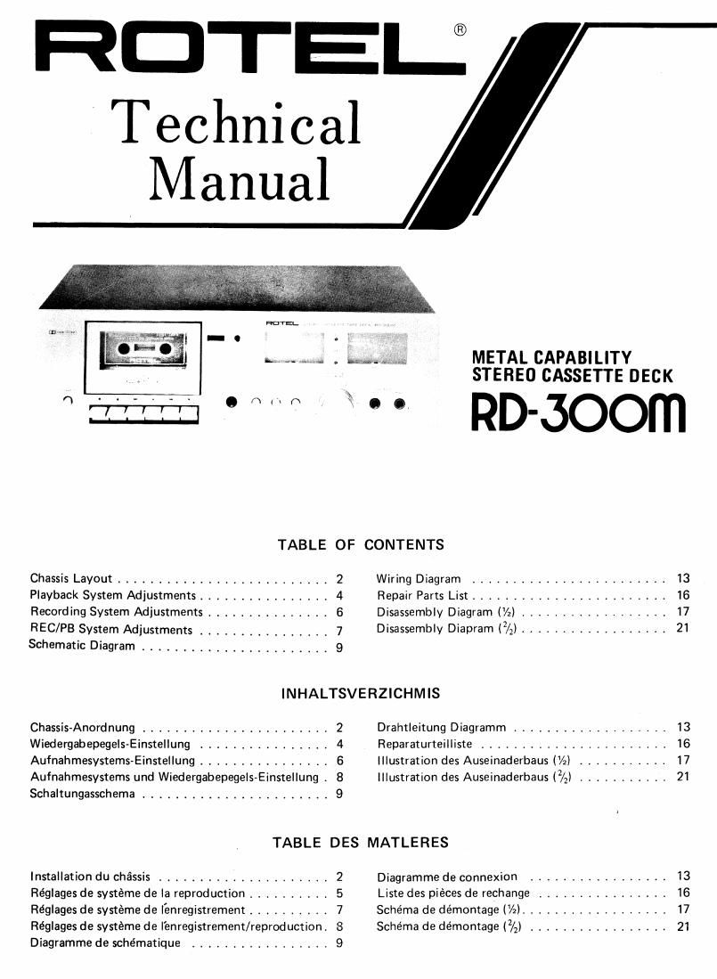 Rotel RD 300M Service Manual
