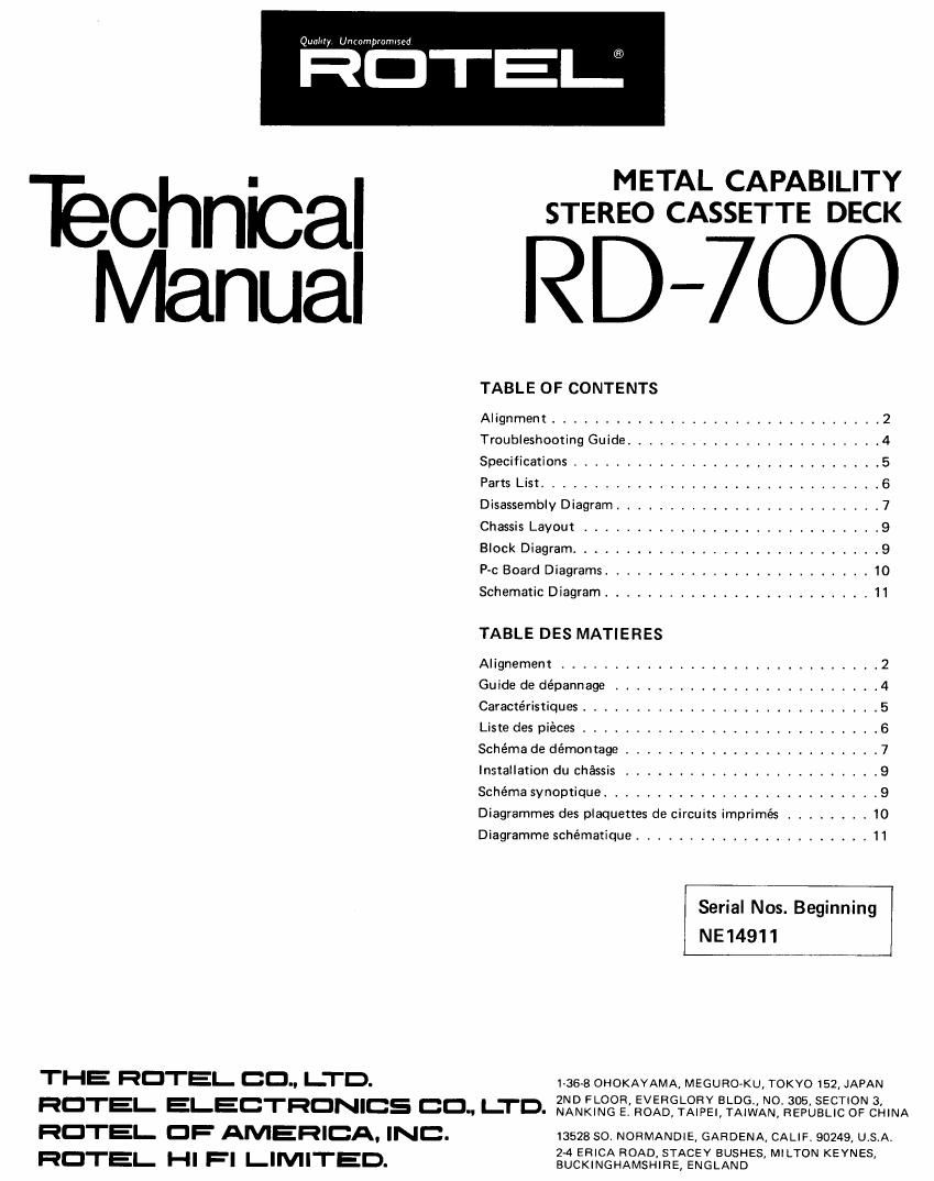Rotel RD 700 Service Manual